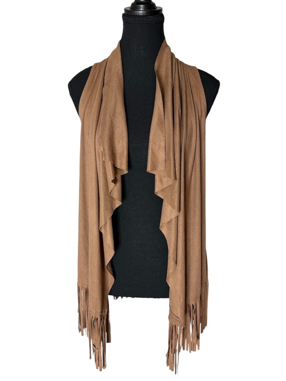 ARDENE Tan Faux Suede Fringe Vest Boho Lightweight Festival Size Small